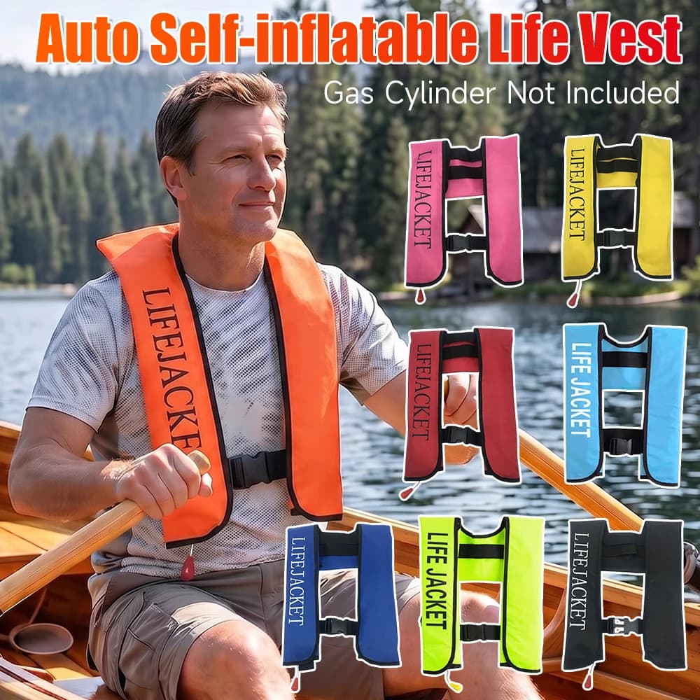Automatic Inflatable Life Vest Emergency Life Jacket Water Sports Vest for Boating Rafting Fishing Kayaking Life Vest 150N PFD