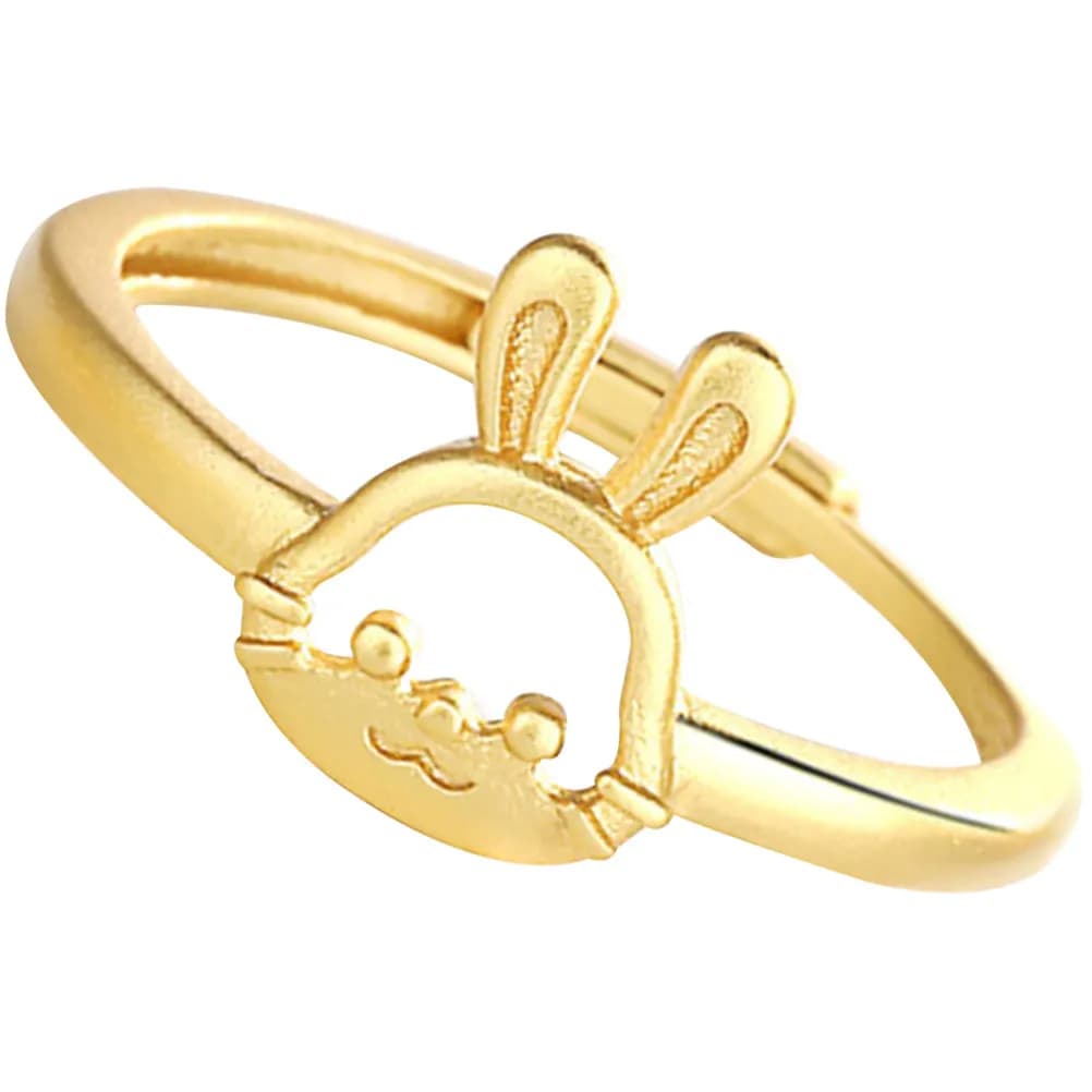 Anello a Forma di Coniglio Regolabile in Rame, Gioiello di Moda per Donne, Anello Apribile Creativo e Chic per Uso Quotidiano e Costumi