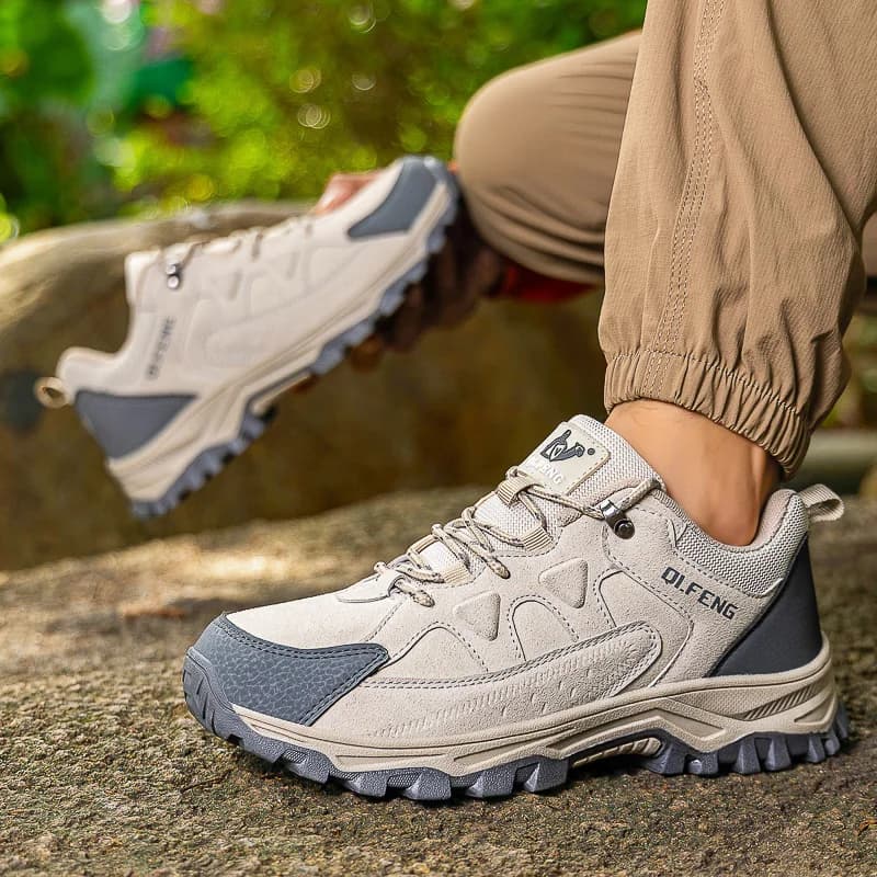 Scarpe da Trekking da Uomo in Pelle con Lacci, Comode, Versatili e Leggere, Calzature Sportive Casual