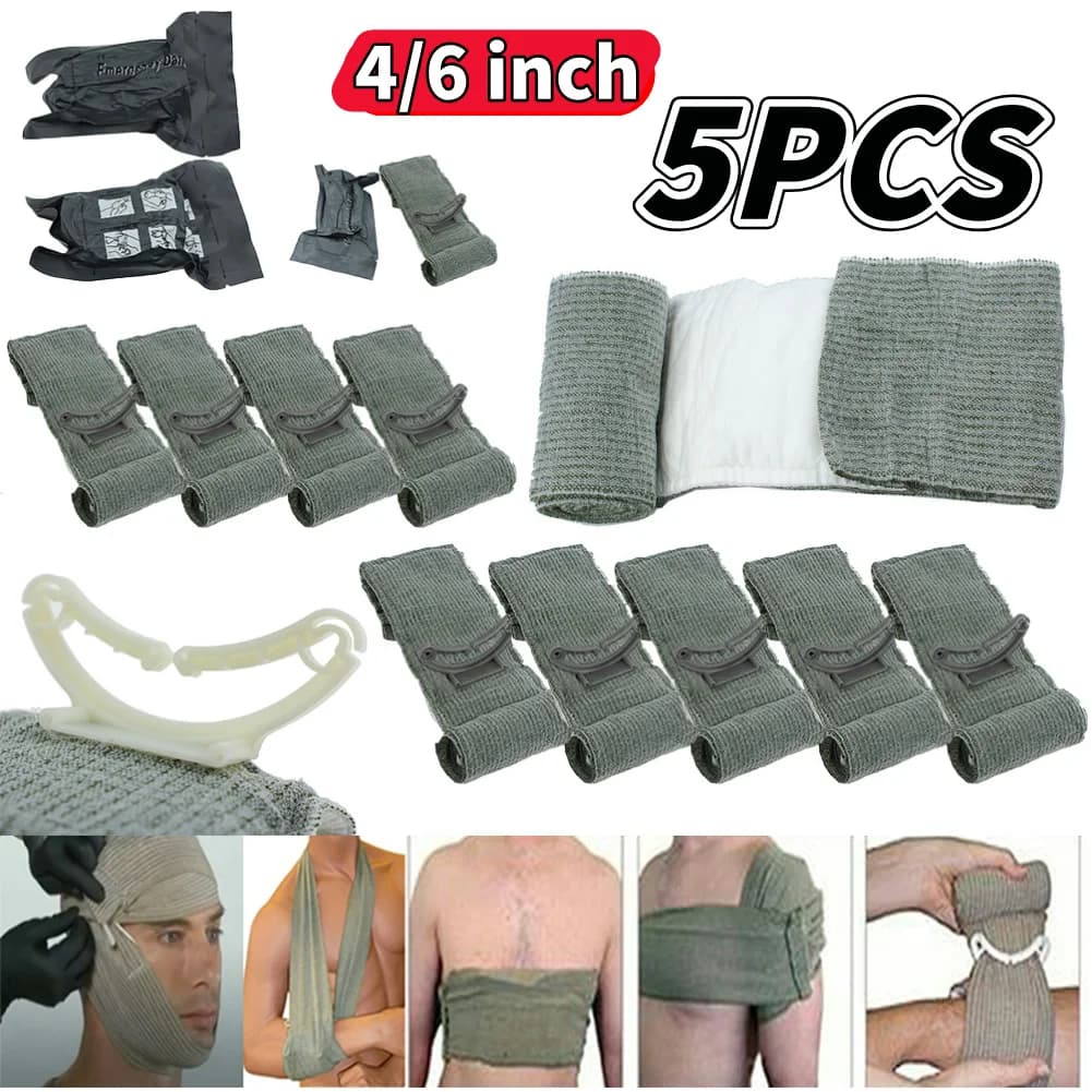 Benda di compressione medica da 4/6 pollici Benda di controllo emostatico multifunzione Imballaggio sterile portatile per teste delle gambe del braccio