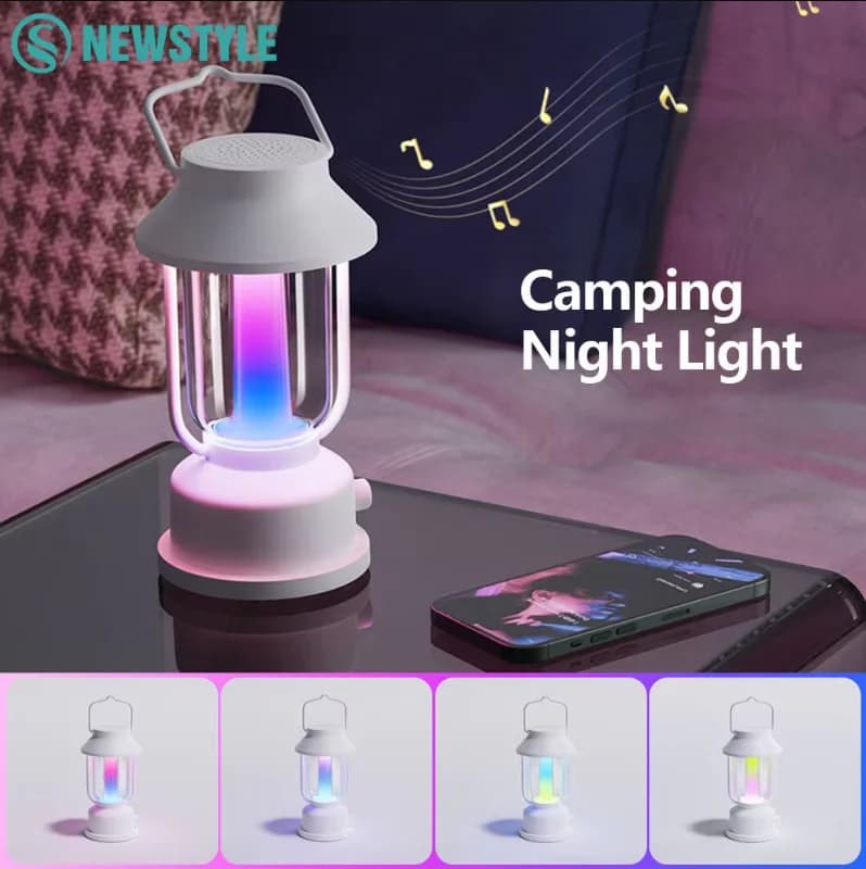 Portable Retro Night Light Bluetooth Speaker Horse Lights Camping Lantern Bedside Lamp Bedroom Outdoor Decor Christmas Gift