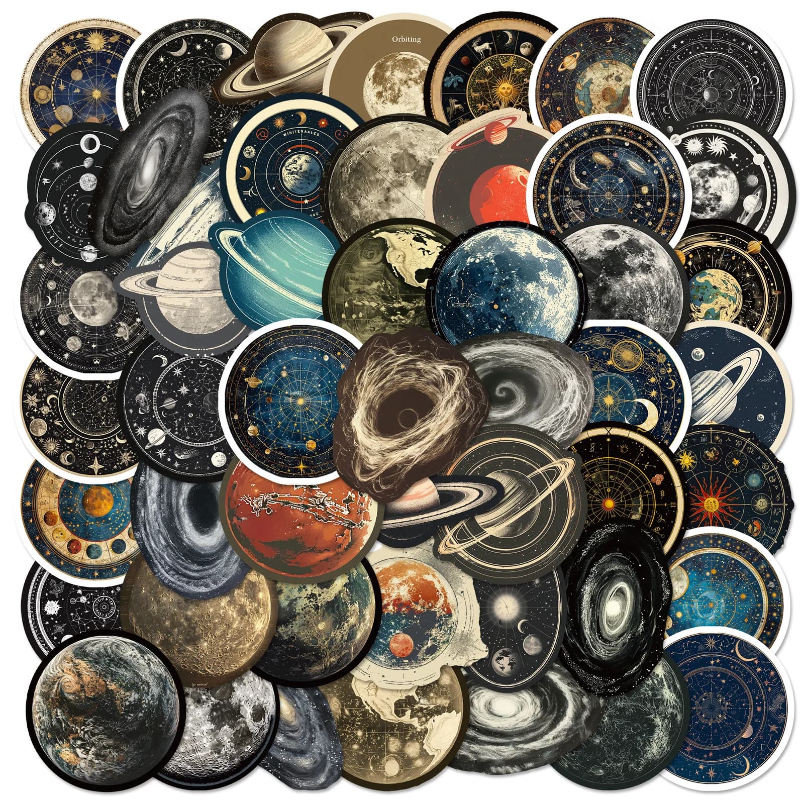 50pcs Space Station Universe Starry Sky Cartoon Graffiti Stickers telefono fai da te Laptop Notebook valigia adesivo impermeabile giocattolo per bambini