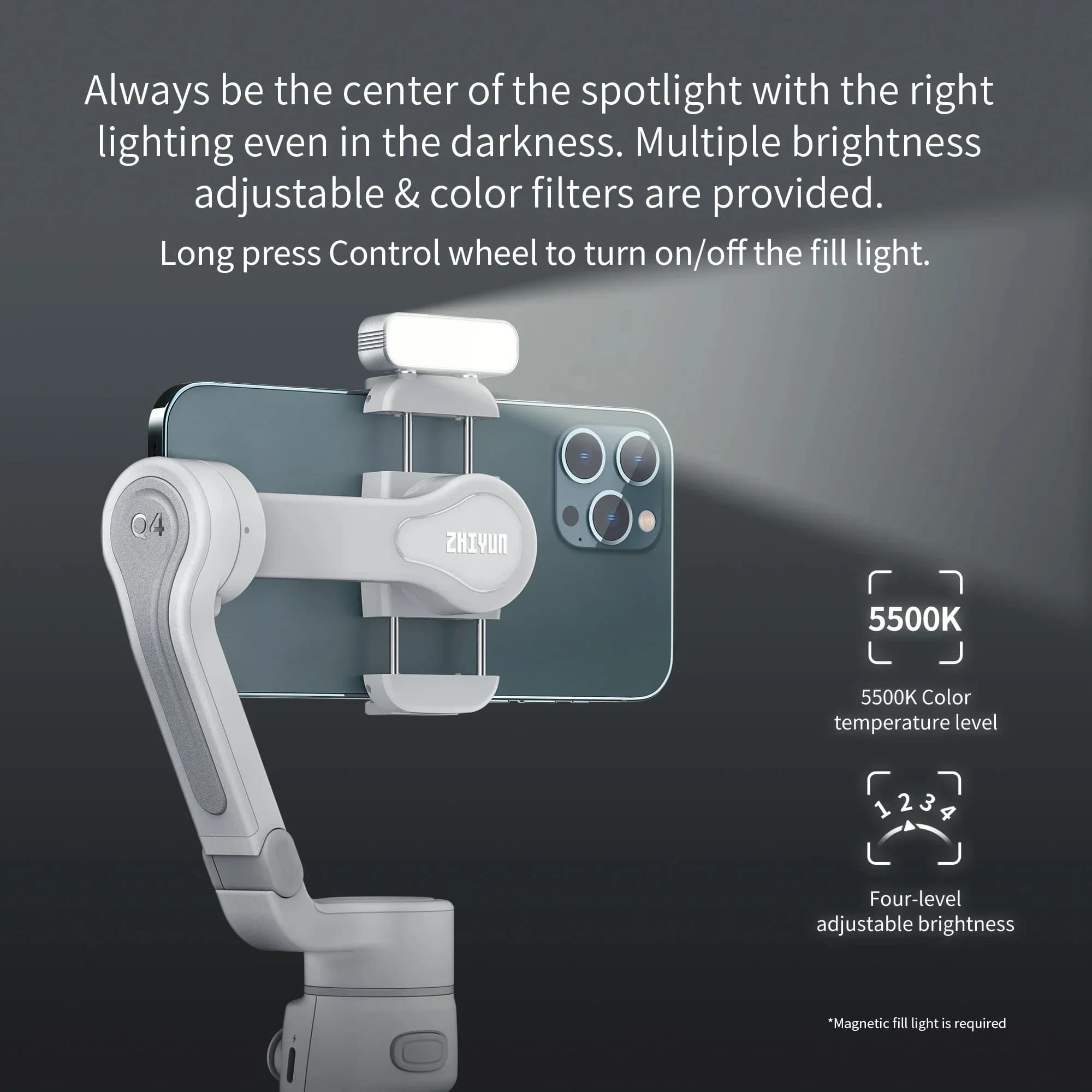 ZHIYUN Smooth Q4 Smartphone Gimbal for iPhone17 pro max/HUAWEI/Samsung/Xiaomi，3-Axis Handheld Stabilizer Phone Gimbals