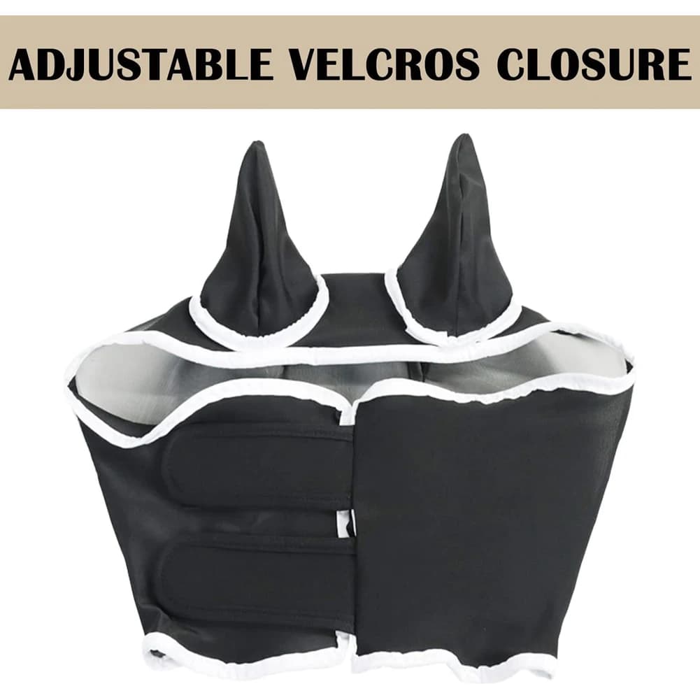 Maschera Anti-Zanzare con Protezione per le Orecchie, Maschera per Cavalli Traspirante a Rete, Copertura per Orecchie Anti-Vermi, Attrezzatura Equestre per Equitazione
