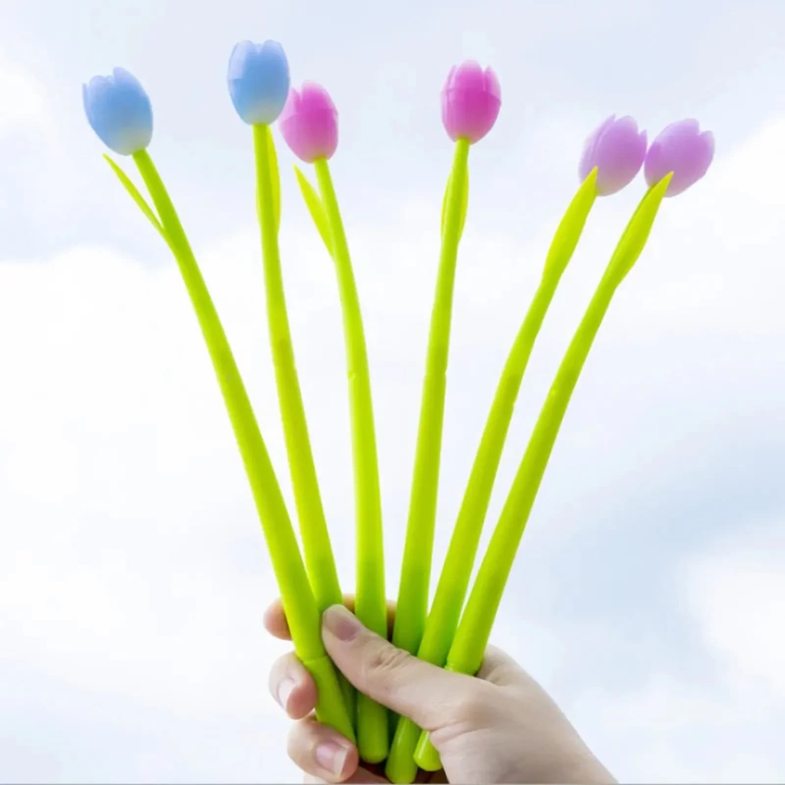 5 pezzi all'ingrosso creativo che cambia colore tulipano gel di silicone penne neutre set piccolo fresco carino studente test scrittura segno penna