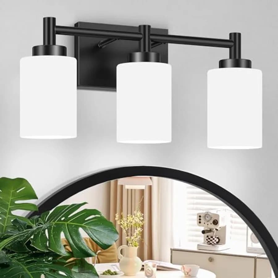 Lampada da Bagno a 3 Luci da Montare Sopra lo Specchio, Illuminazione Antiruggine per Bagno, Luci Moderne Nere da Parete per Bagno
