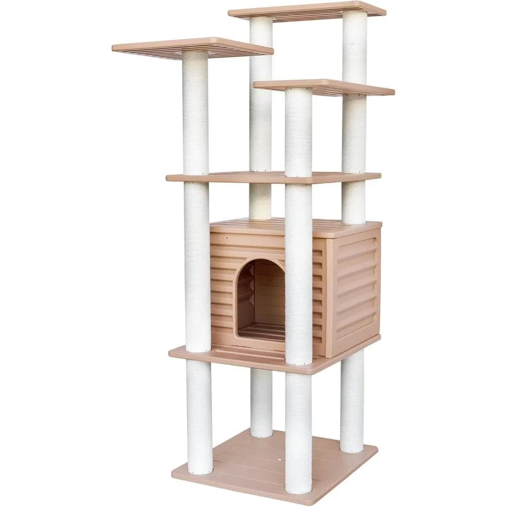 Durevole albero per gatti per esterni e interni, grande condo per gatti resistente alle intemperie con tiragraffi