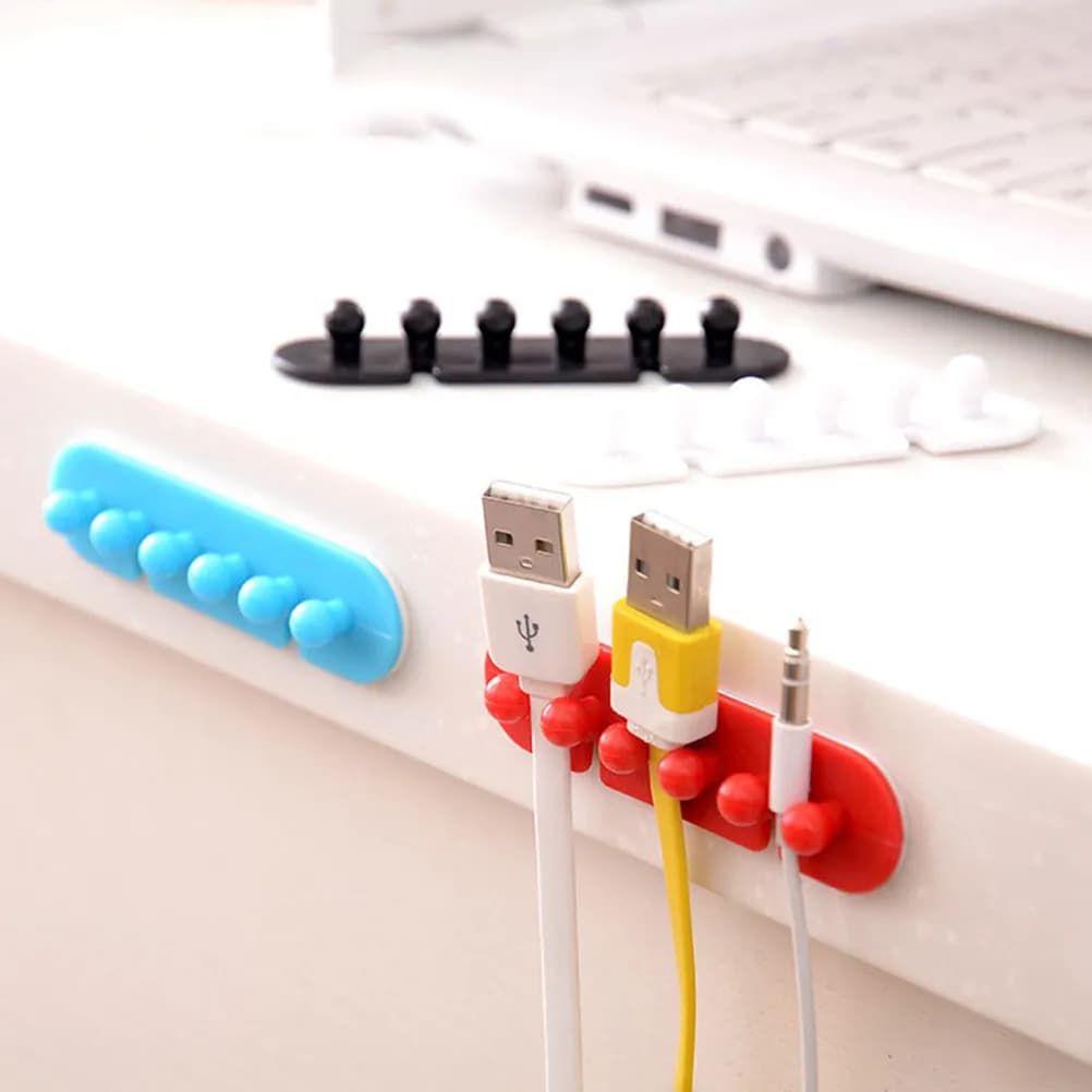 2Pcs ABS Cable Organizer Cord Winder for Cables Under 1Cm Diameter Self Adhesive Wall Desktop Table Mount Wire Management