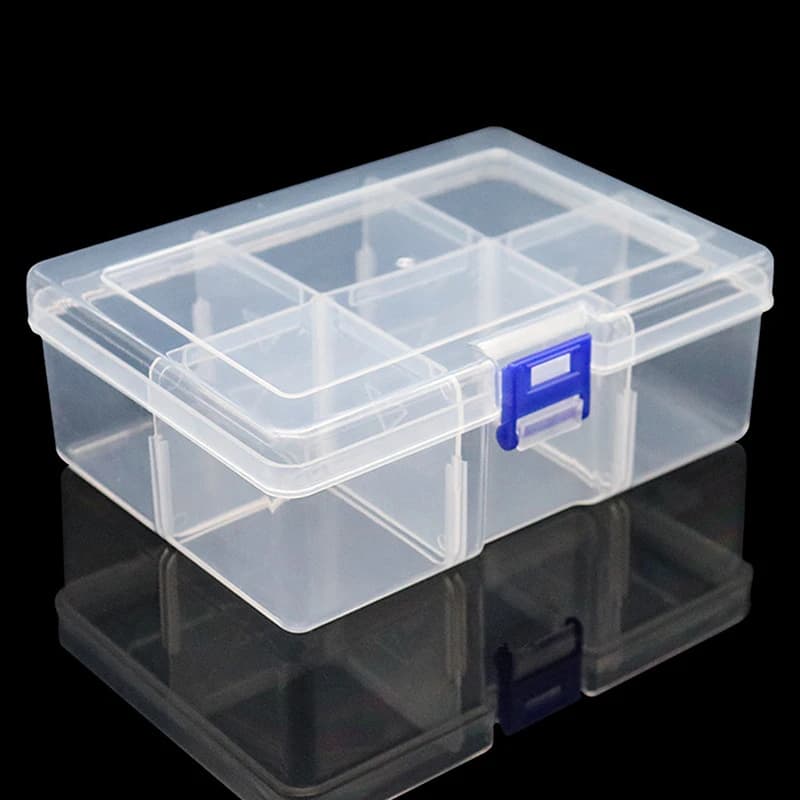 【Pace】 Scatola di plastica rimovibile da 1 pezzo a 6 griglie per strumenti, gioielli e attrezzi da pesca, scatola di immagazzinaggio da tavolo