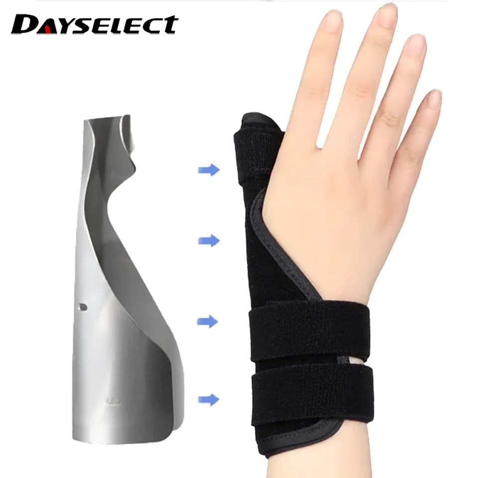 1Pcs Thumb Wrist Guard Triple Strap Breathable Finger Protection Thumb Fracture Flexible Aluminum Plate Fixation Men Women
