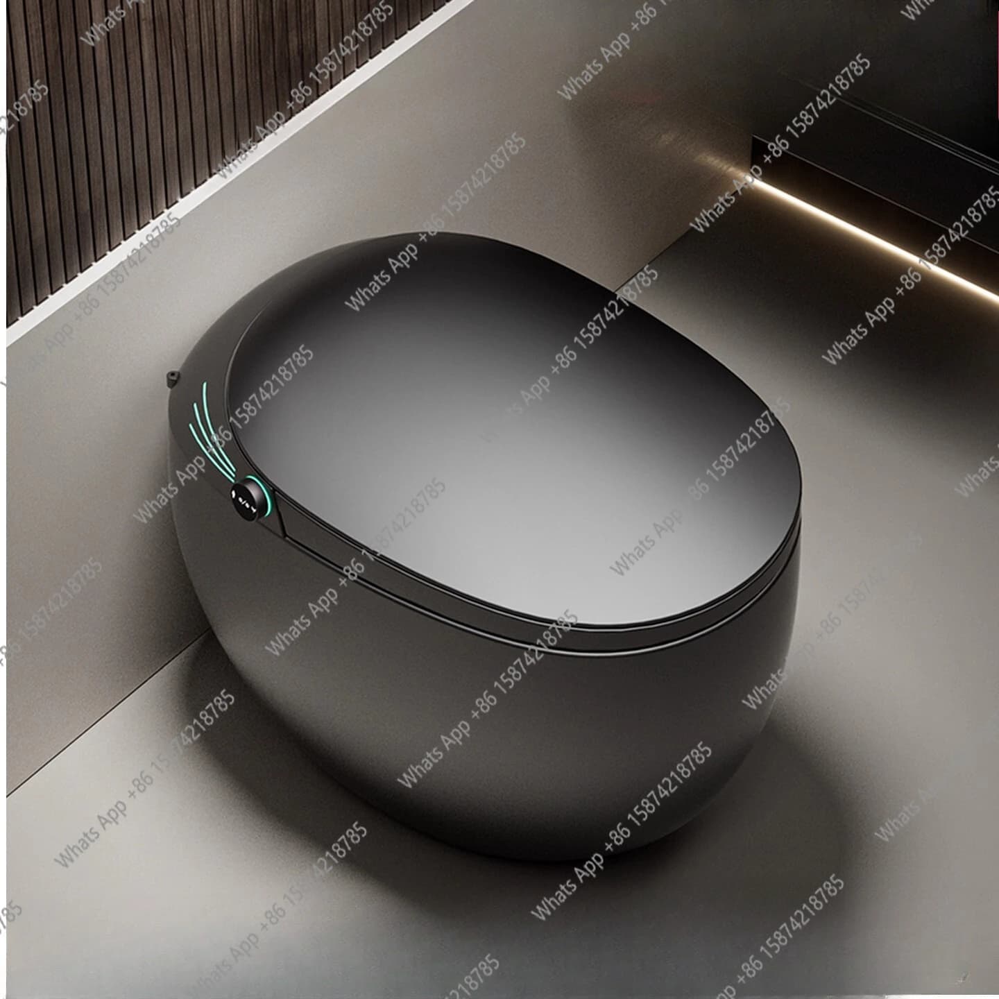 WC intelligente a forma di uovo integrato senza limiti di pressione dell'acqua, WC grigio con pistola elettrica rotonda completamente automatica