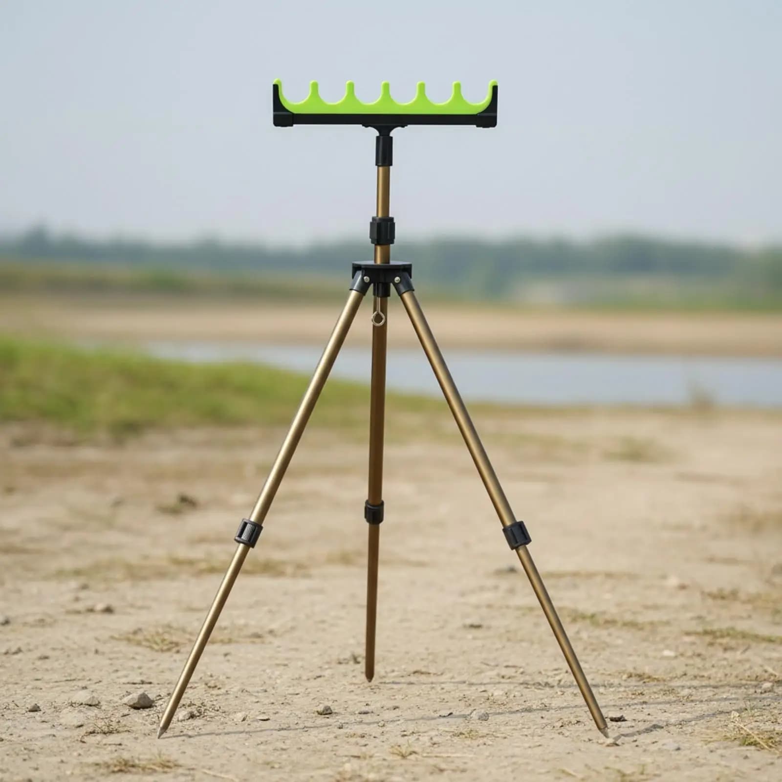 Foldable Fishing Rod Tripod Stand | Adjustable Central Shaft, Fishing Rod Stand with Tripod Base