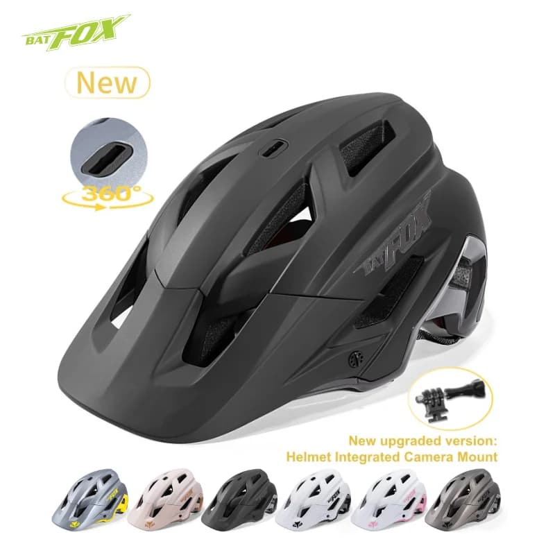BATFOX 2026 Mountain Bike Helmet with Improved Lining and Support for Exclusive Design Camera Included, Cycling Helmet MTB MA092