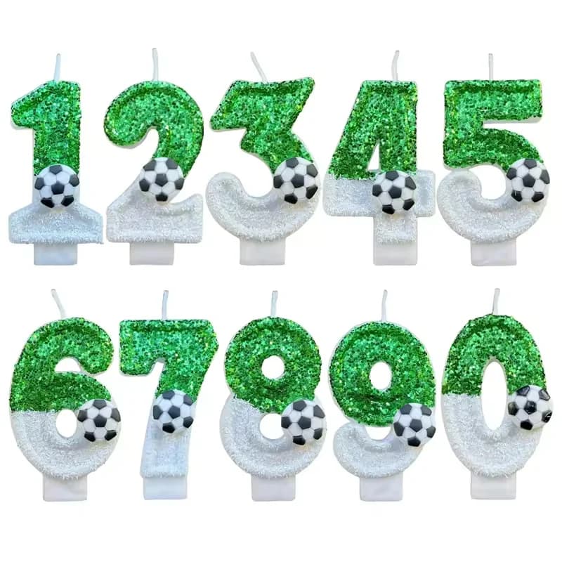 Nuove candele di compleanno numero 0-9 originali a due colori con cambiamento graduale Decorazione di candele per feste digitali per torta di compleanno in stile calcio