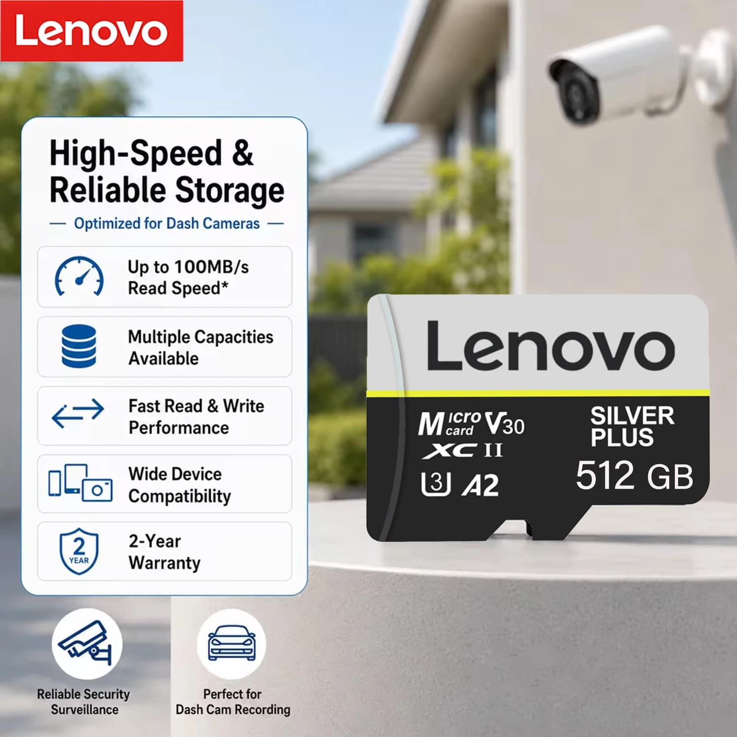 Lenovo Secure High Speed Cartão De Memória 128GB U3 V30 4K Full HD Video Micro SD Card For GoPro Action Camera Dash Cam