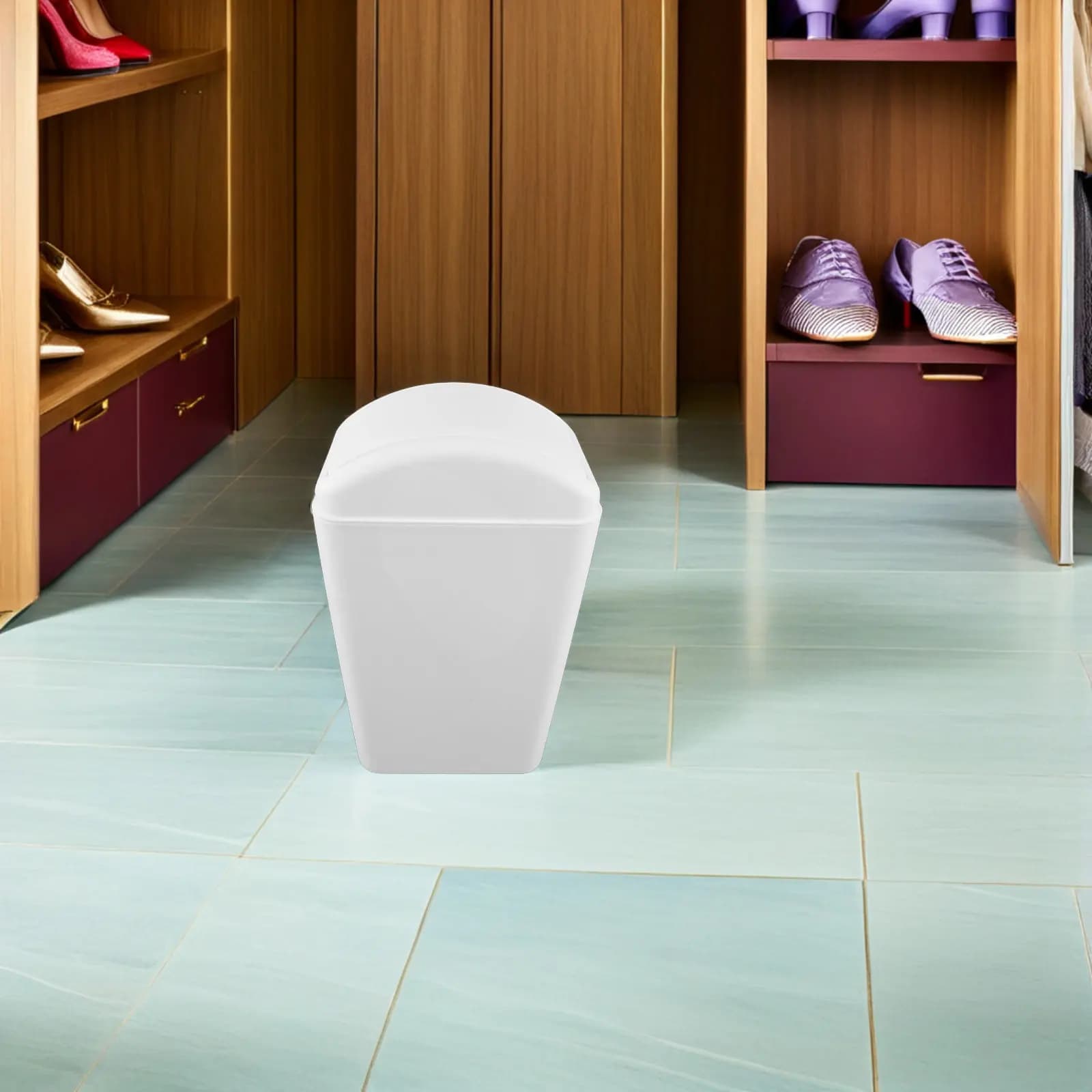 Plastic Slim Trash Can Swing Lid Space-Saving Garbage Container Large Capacity for Kitchen Bathroom Bedroom Office