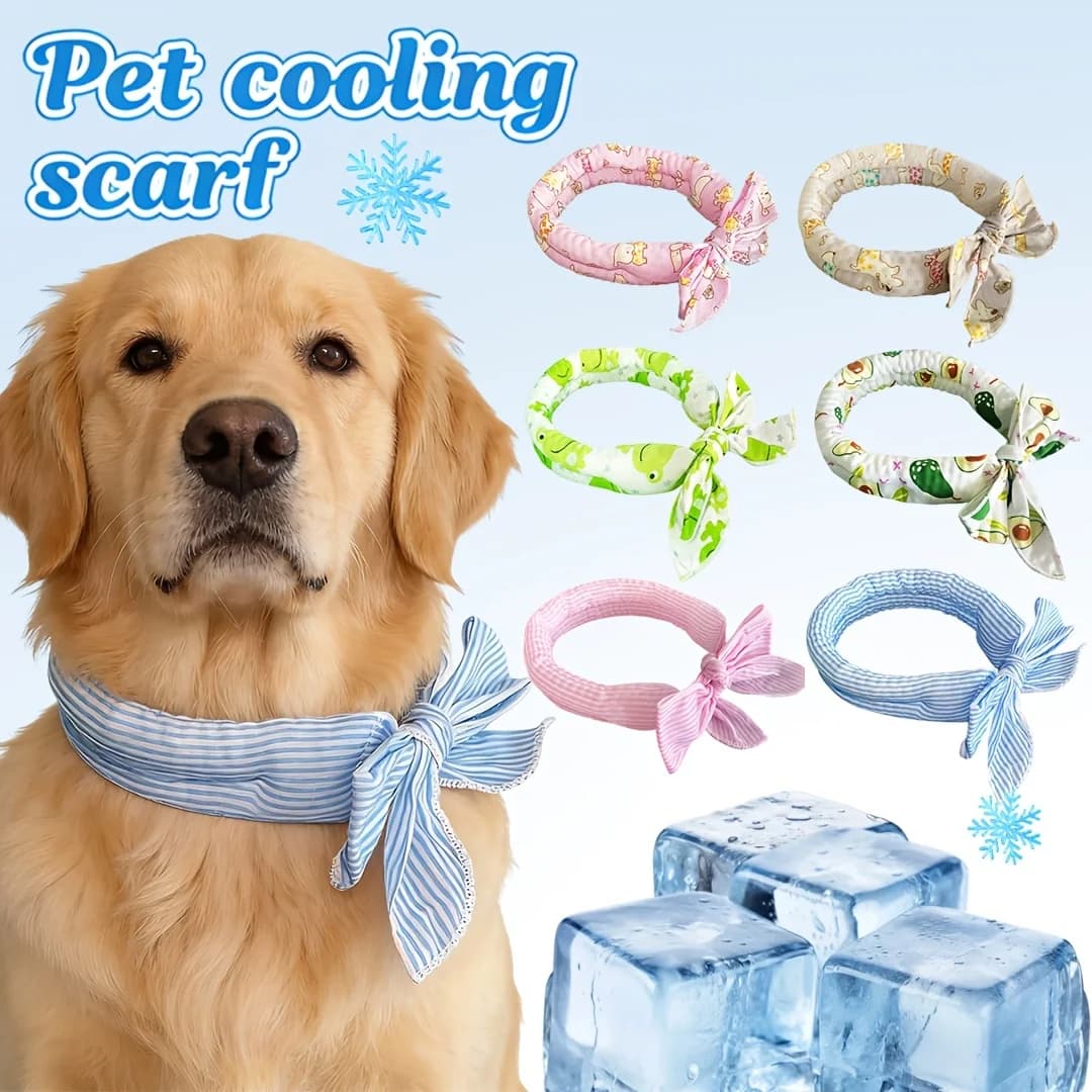1 pz Sciarpa Refrigerante Universale Estiva per Animali Domestici, Collare Rinfrescante per Cani e Gatti, Asciugamano Rinfrescante per Prevenzione Fisica dei Sintomi di Calore, Anello Refrigerante da Collo per Esterni