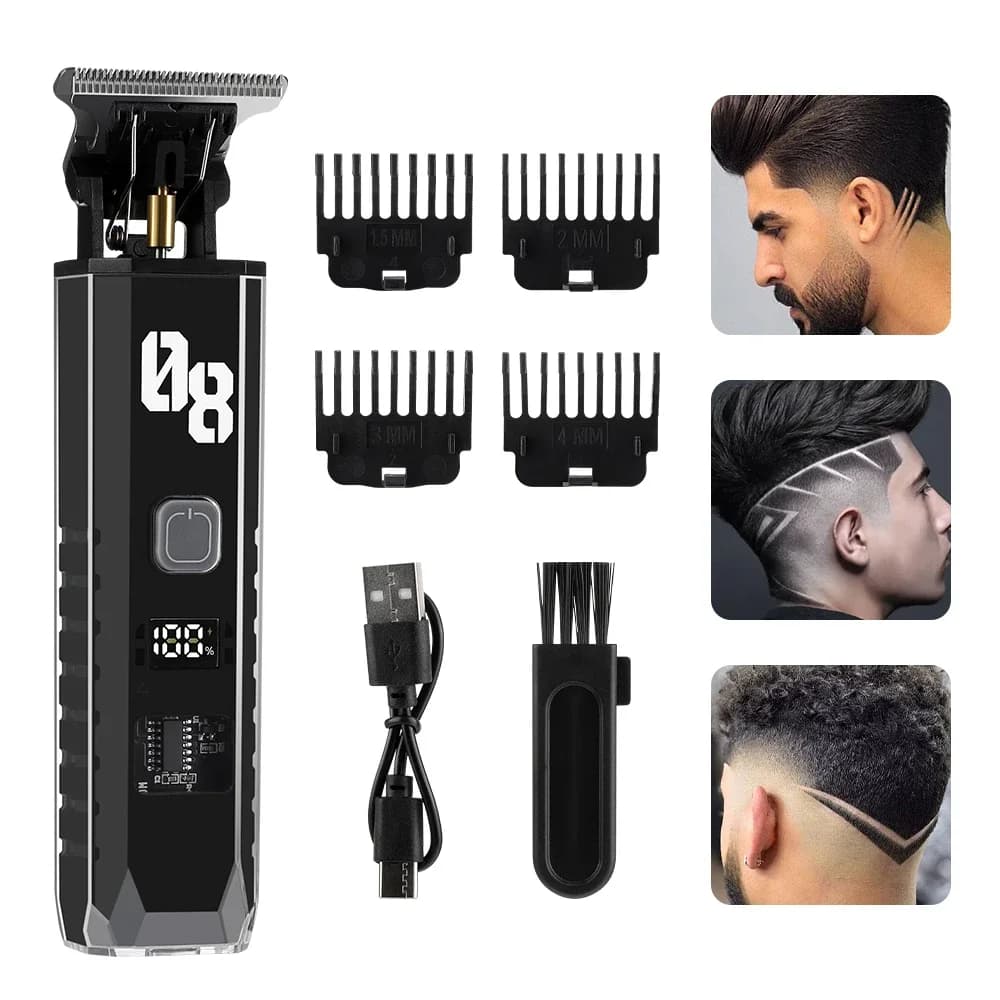 Men's Hair Clipper Cordless Hair Trimmer Beard Trimmer Rechargeable Hair Cutting Grooming Kit with LED Display Barber Clipper