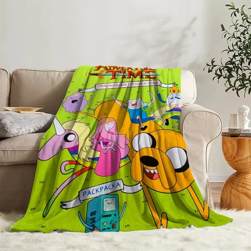 Coperte Kawaii Adventure Time Bed Sofa Camp Nap copriletto coperte morbide Fleece tessili per la casa regalo di compleanno coperta arredamento camera da letto