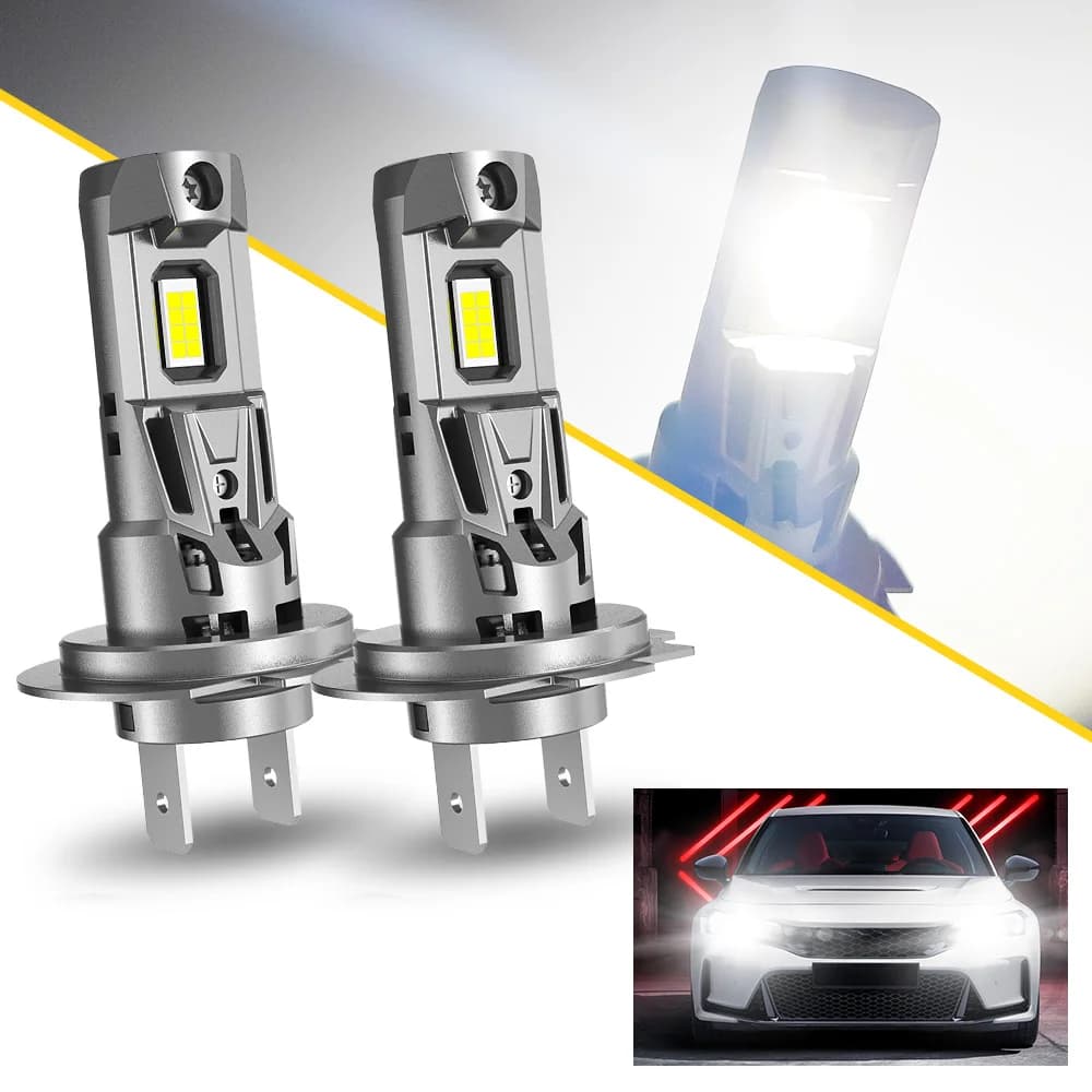 AUXITO 2Pcs 22000LM Turbo H7 LED Headlight Bulb Canbus Error Free Light with Fan CSP Chip MINI Car Head Lamp 120W 6500K Wireless