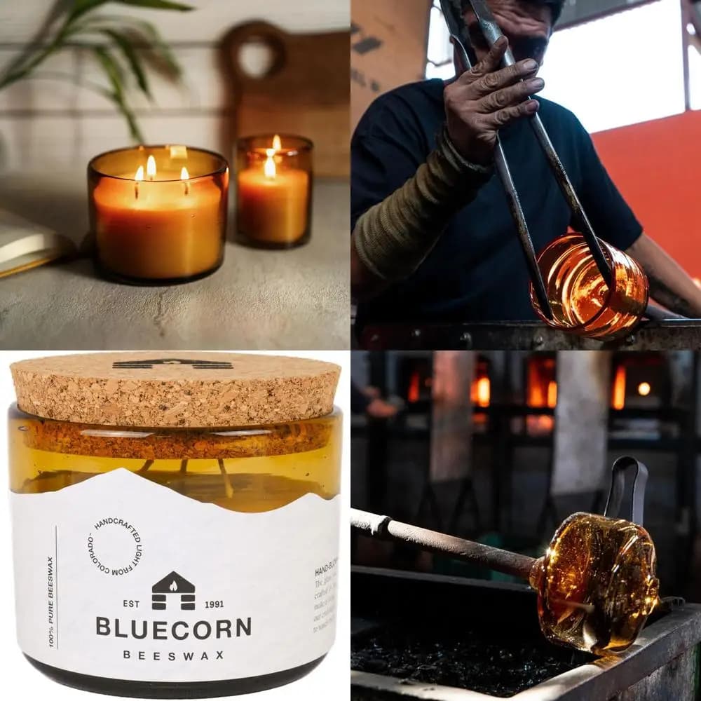 3 stopper candle in pure beeswax, amber glass, not perfumed, no soy, long combustion, American processing, 22 Oz