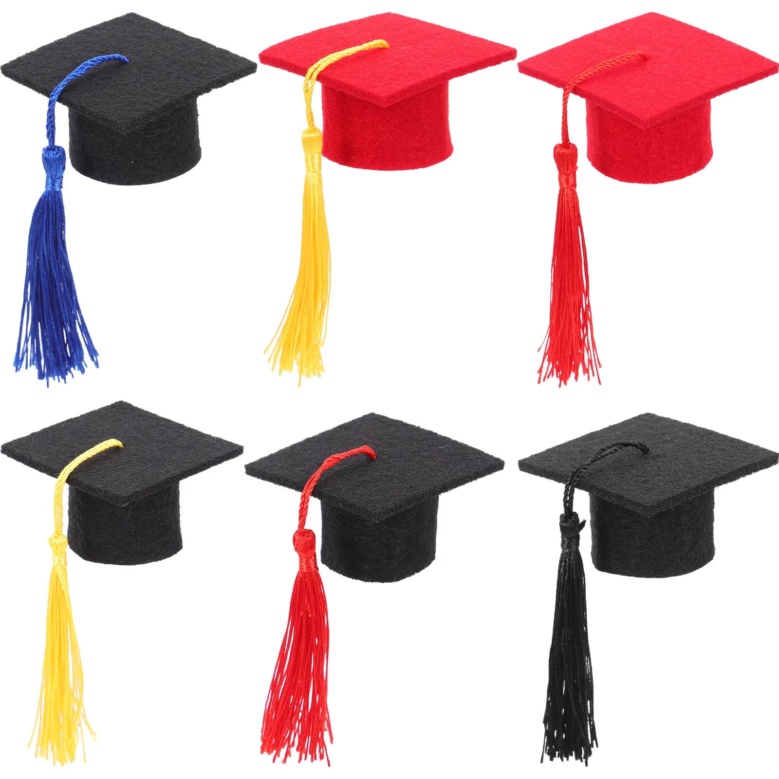 6 Pezzi Tappi per Bottiglie a Forma di Cappello di Laurea in Feltro Rigido, Mini Cappellini Decorativi per Bottiglie di Vino e Bevande, Gadget Divertenti per Feste di Laurea