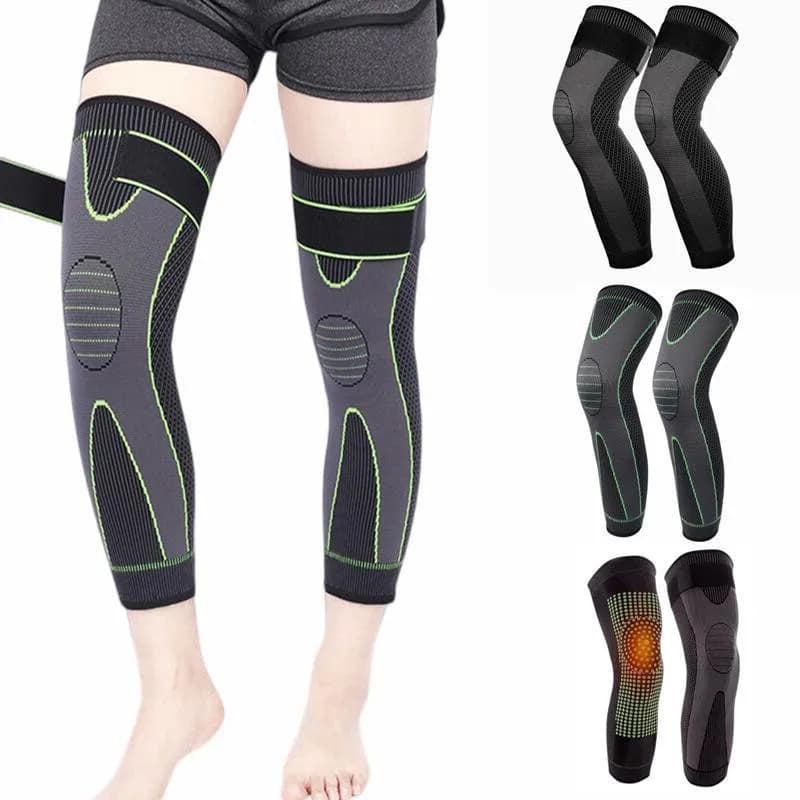 2 pezzi di compressione manica lunga al ginocchio maniche a gamba intera protezione per artrite vene varicose gonfiore basket ciclismo calcio