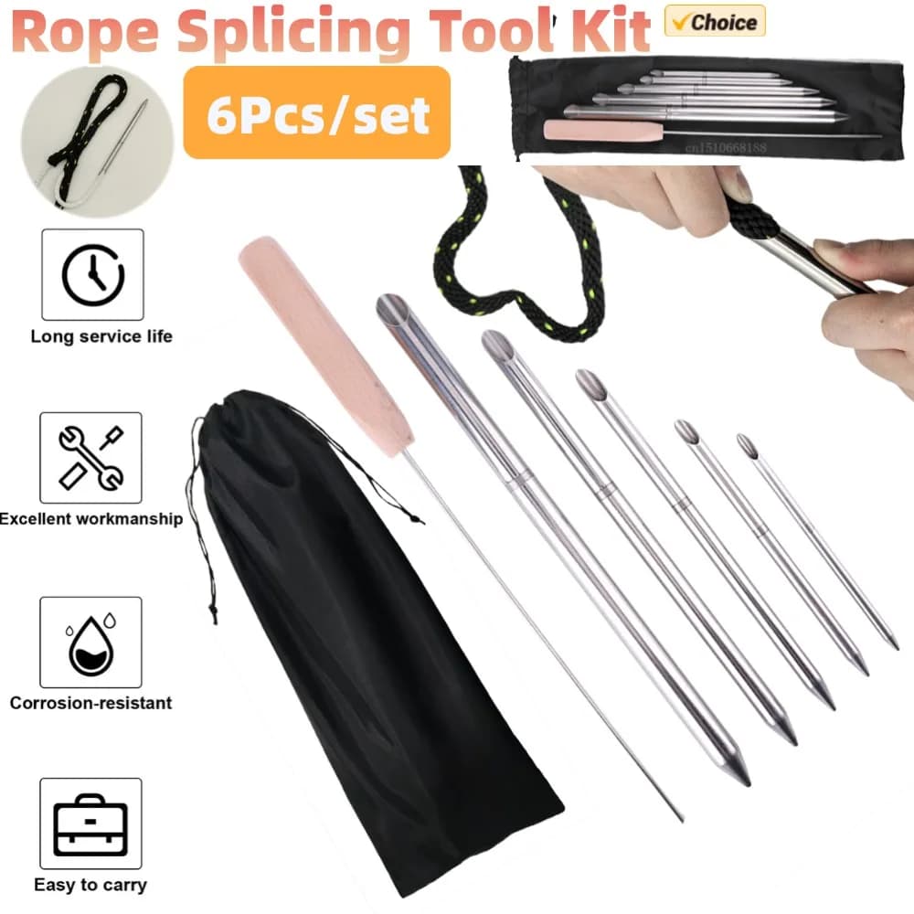 Tool kit for rope junction with practical set to woven line of 5 sizes 1 pc Tool for threading rope junctions for outdoor boat navigation