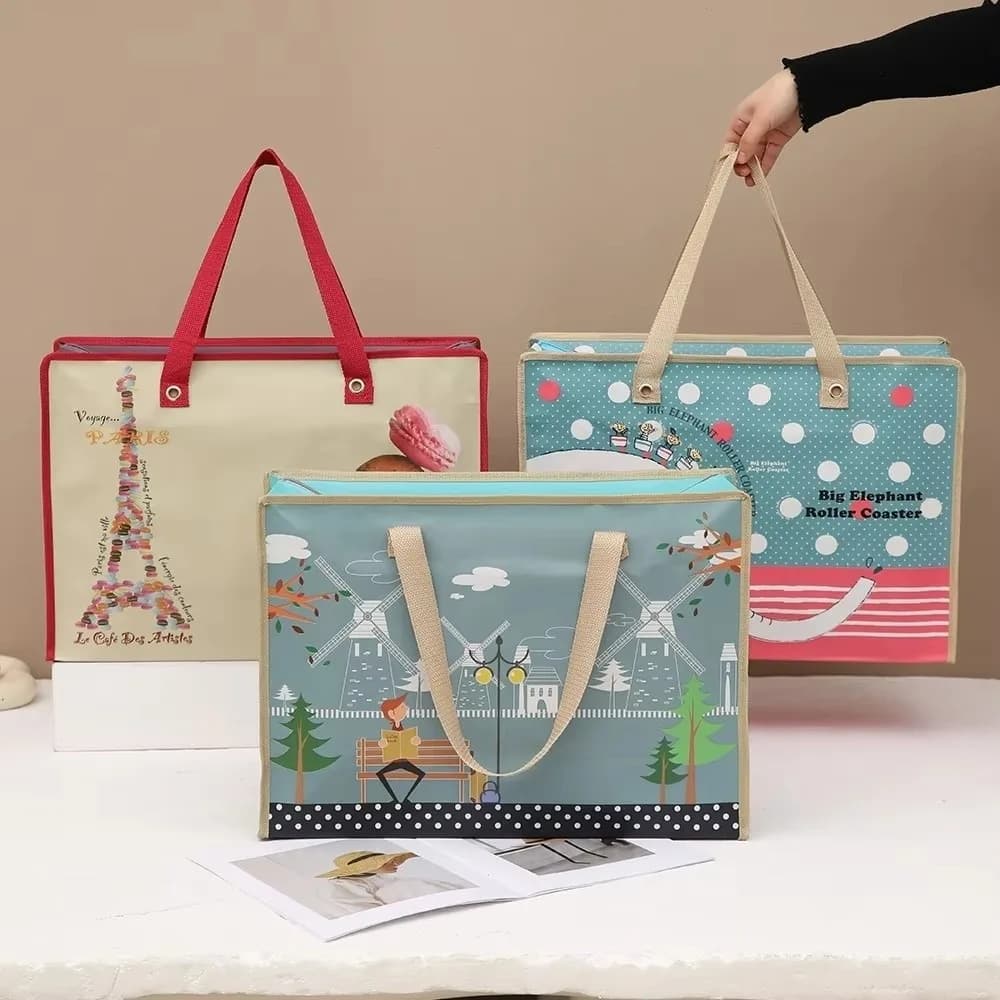 Non-Woven Shopping Bag Handheld Thickened Storage Bag Waterproof Film Foldable Clothing Packaging Gift Bag Moving Luggage Bag