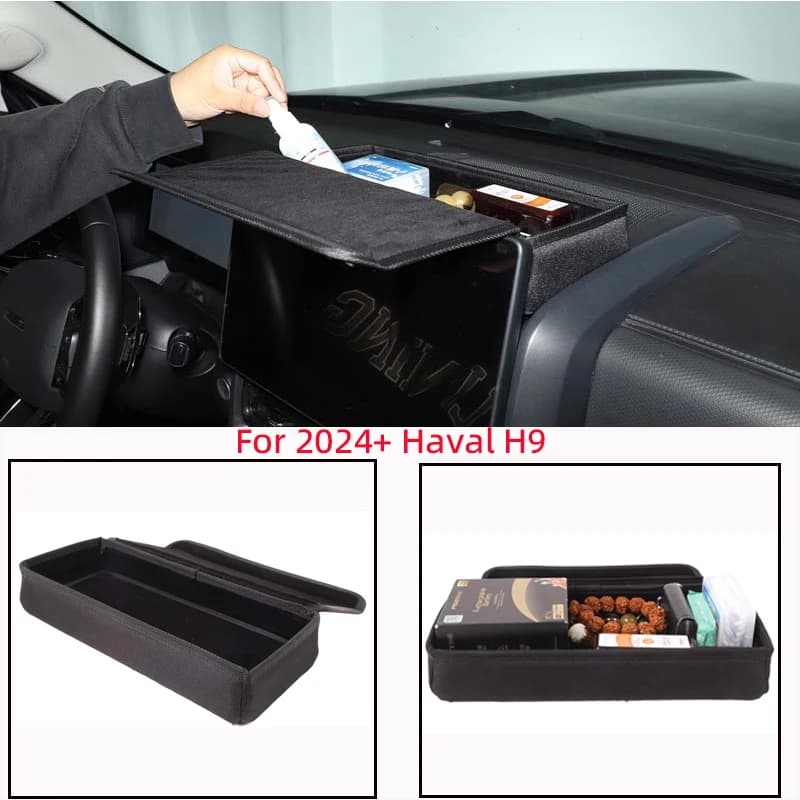 Vassoio portaoggetti posteriore per display di navigazione auto Haval H9 2024+, organizer interno, accessori auto, tessuto Oxford