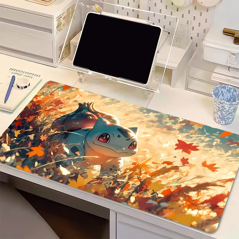 Tappetino per mouse P-Pokemon Bulbasaur Accessori per giochi anime Tappetino grande xxl per tastiera per computer PC Tappetino per tastiera in gomma Mausepad