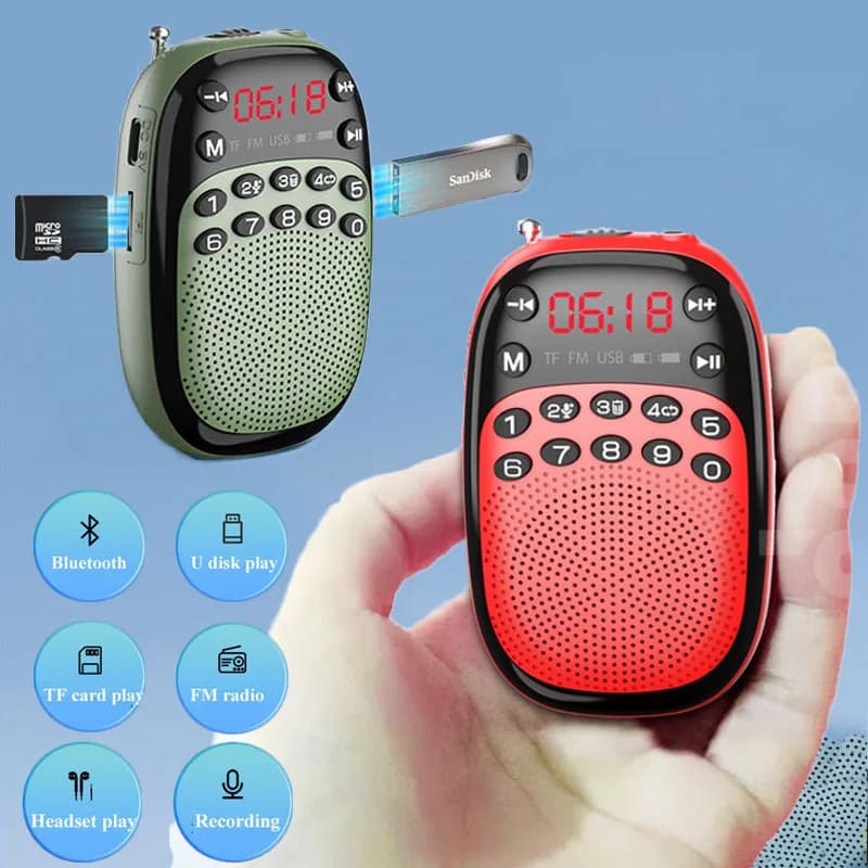 Mini radio FM tascabile Radio DSP ricaricabili portatili Altoparlante Bluetooth wireless Registrazione interna ed esterna Riproduzione musicale USB TF
