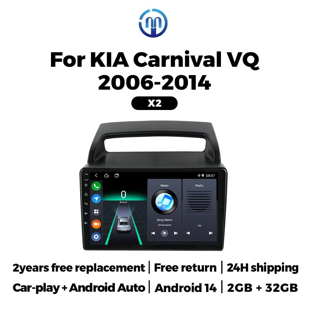 Autoradio wireless Carplay per KIA Grand Carnival Sedona VQ 2006 - 2014 Android Auto All-in-one Lettore multimediale stereo da 9 pollici