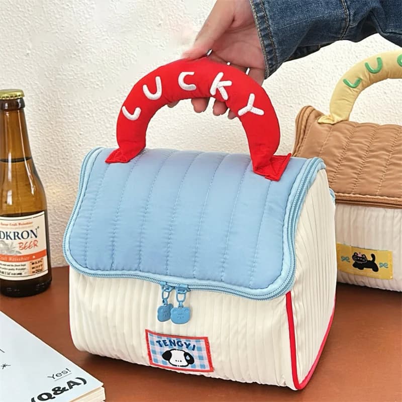 Nice cottage makeup bag for girls, large capacity leather care bag, portable travel bag