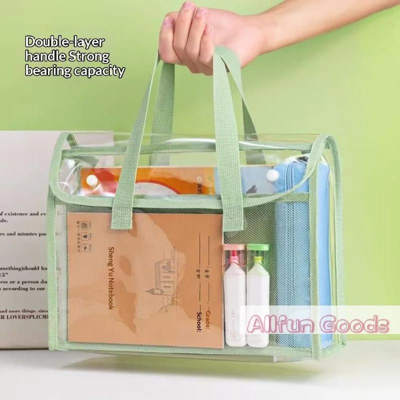 [TG835]Large Capacity Portable Transparent Waterproof Handheld Folder, Expandable File Storage Bag, PVC Self-adhesive File Bag