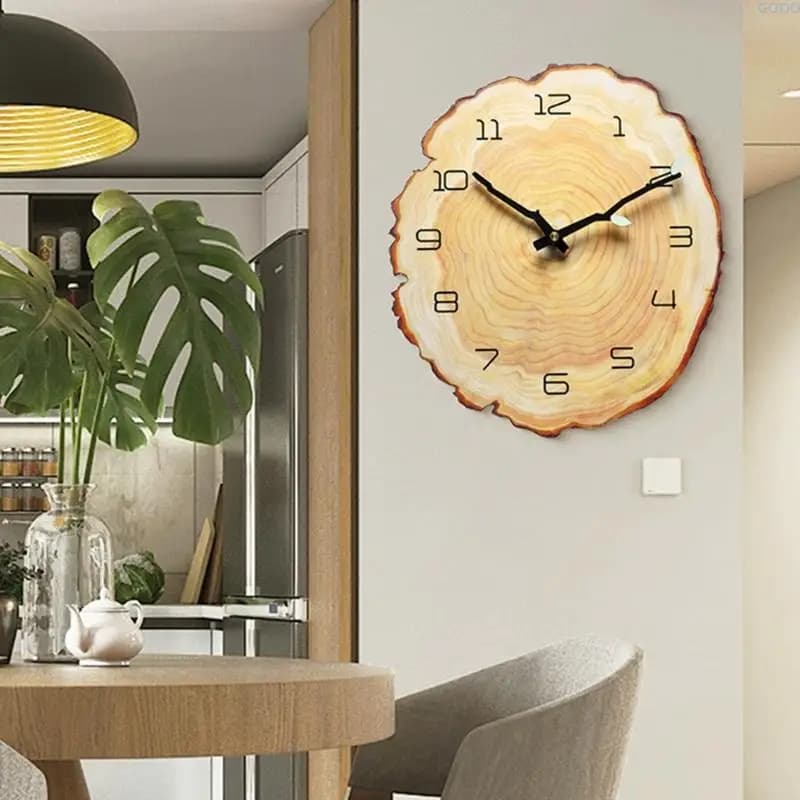Orologio rustico 23GA per cucina Orologio decorativo Orologi da parete in legno Orologio da parete con anelli annuali analogici