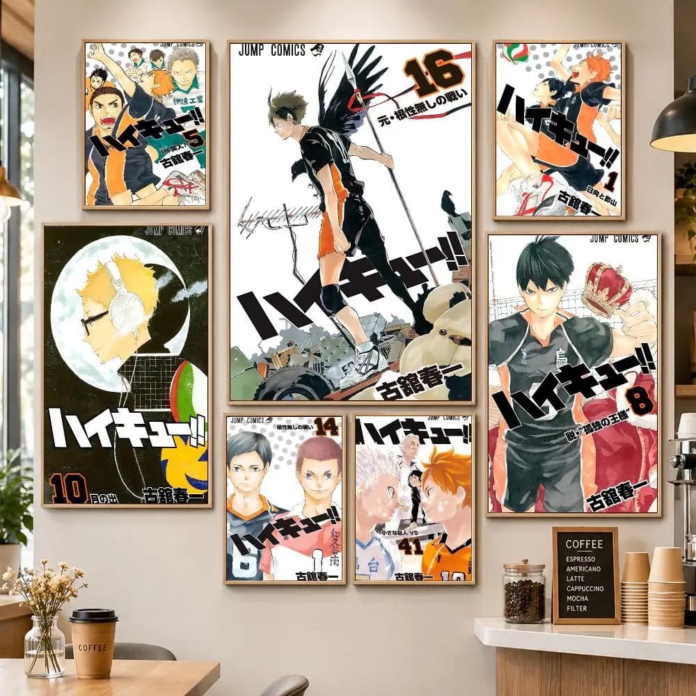 Anime Haikyuu Hinata Kageyama Karasuno Volleyball Poster HD Wall Decor Apartment Dorm Office Cafe Bedroom Home Gift