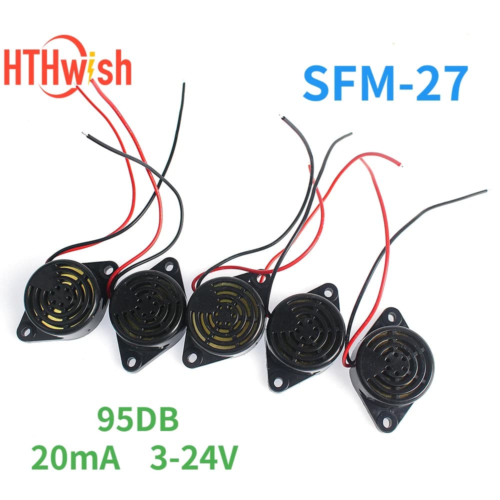 5PCS SFM-27 Active Cicaline DC 3-24V Magnetic Long Bip Continuous Tone Piezo Cicalino Motherboard High Definition Speaker for Arduino