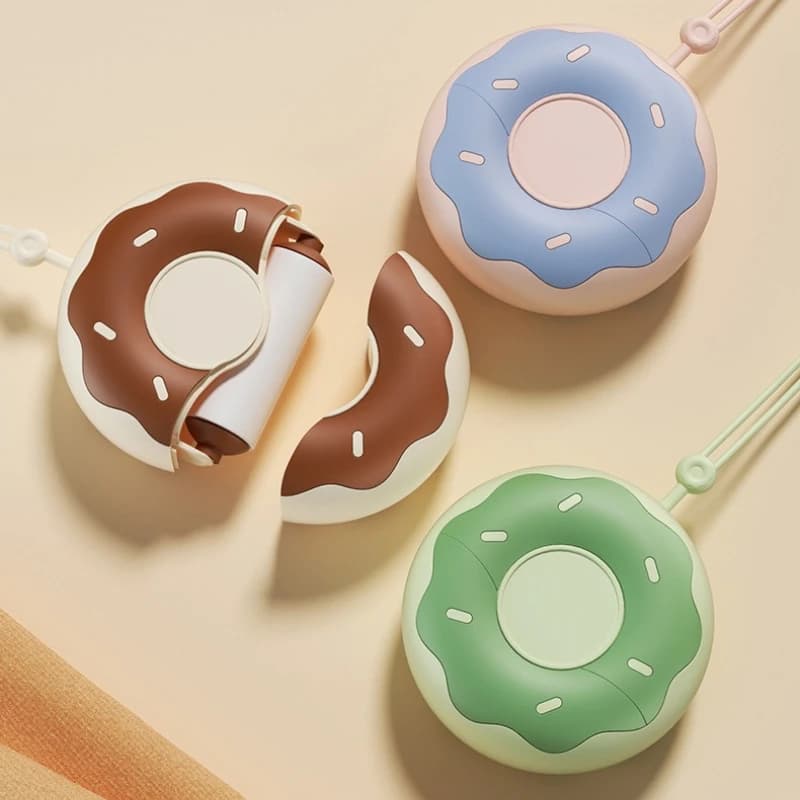 Donut Shaped Mini Portable Lint Roller Tear Off Sticky Remover for Cat Dog Pet Hair Clothes Home Office Travel Daily Cleaning