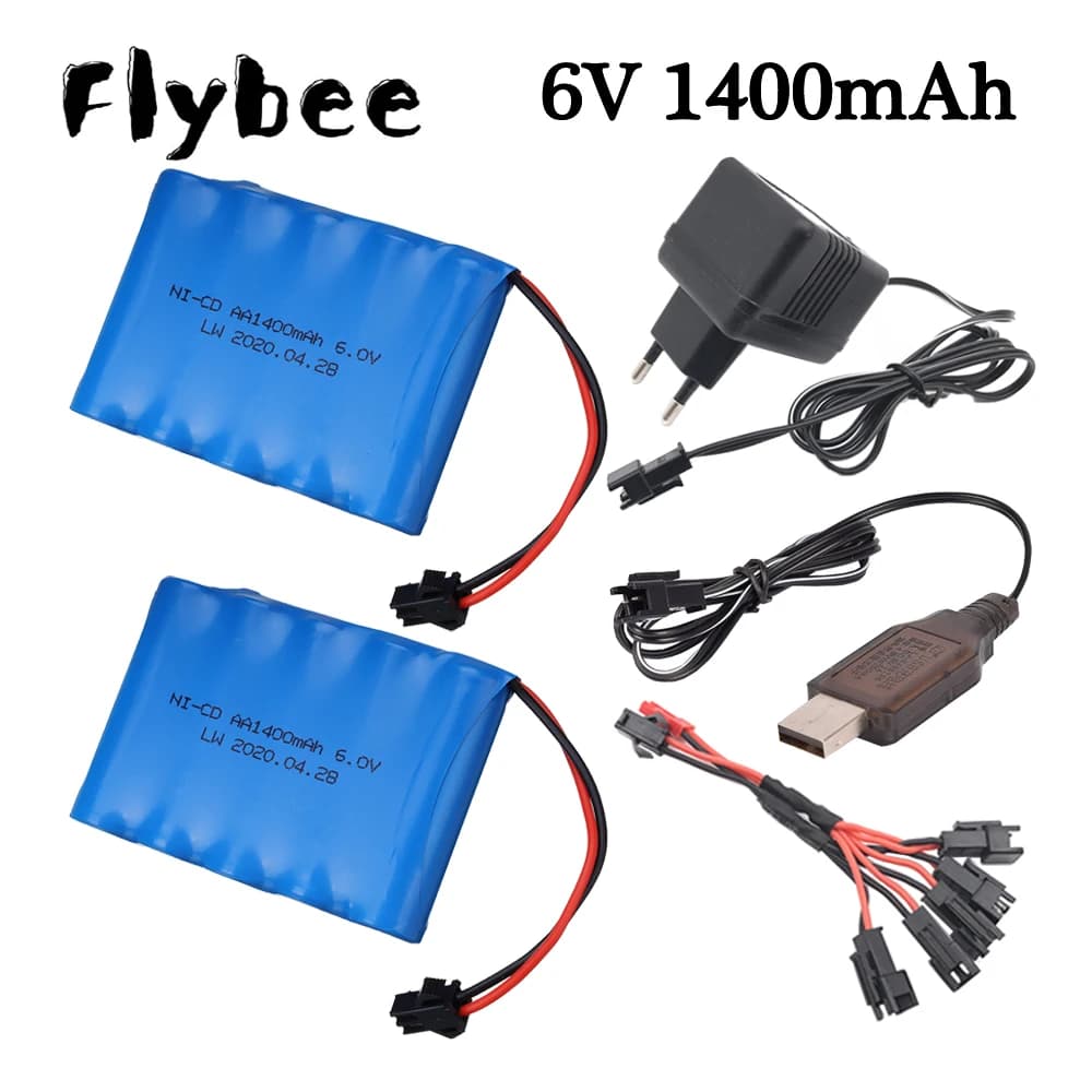 Batteria 6v 1400mAh NiCD per giocattoli Rc auto serbatoi camion robot pistola 6v batteria ricaricabile 5 * AA Ni-CD batteria per barche Rc