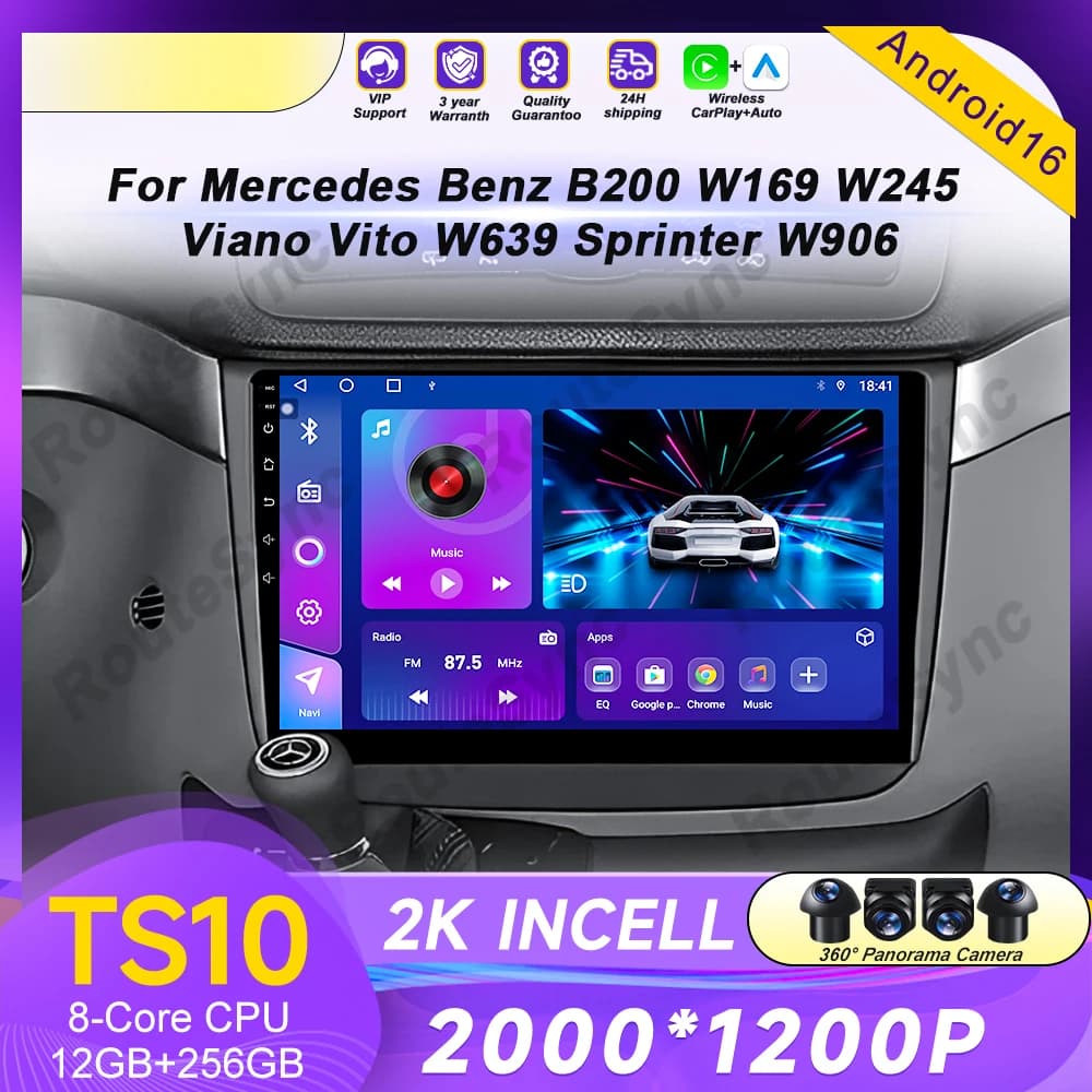 Android 16 auto Per Mercedes-Benz W169 W245 B200 W906 Sprinter B160 B170 B200 radio Multimedia Video Navigazione Stereo Radio BT