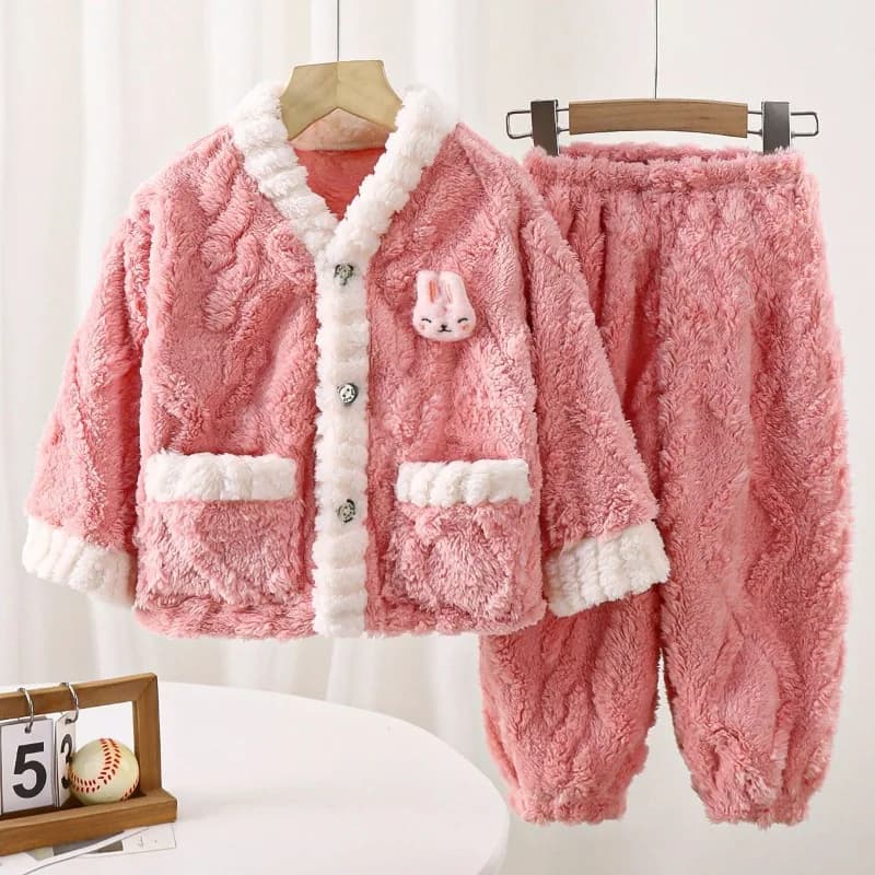Kids Winter Flannel Flannel Set Heat Lined Plus Size Boys Girls Heat Clothing For Long Sleeved Home