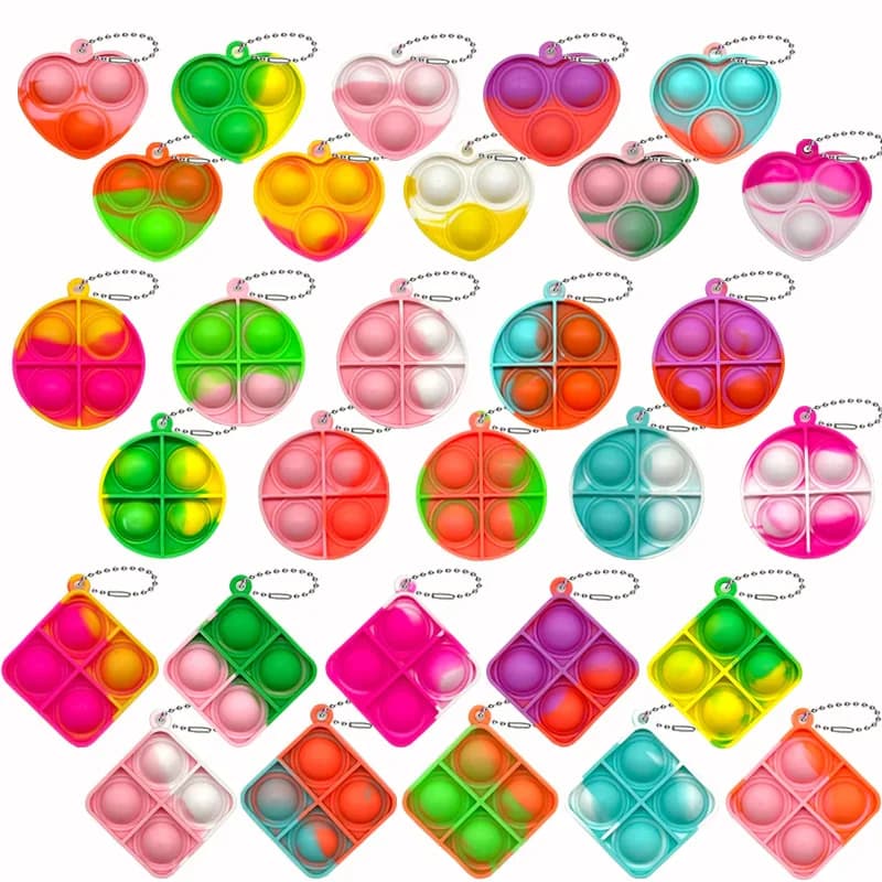 20 pcs mini pop keychain for children shaken sensory toys for class wedding favors for children's birthday parties