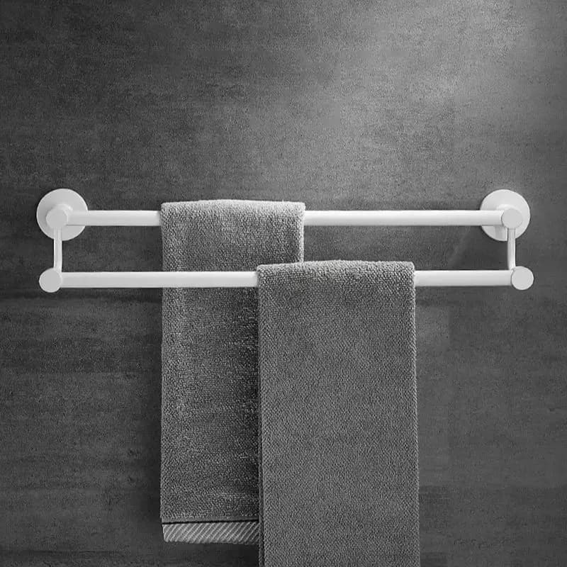 White Aluminum Bathroom Towel Rack Wall-mounted Single/Double Towel Rod Toilet Towel Storage Rack Bathroom Accessories
