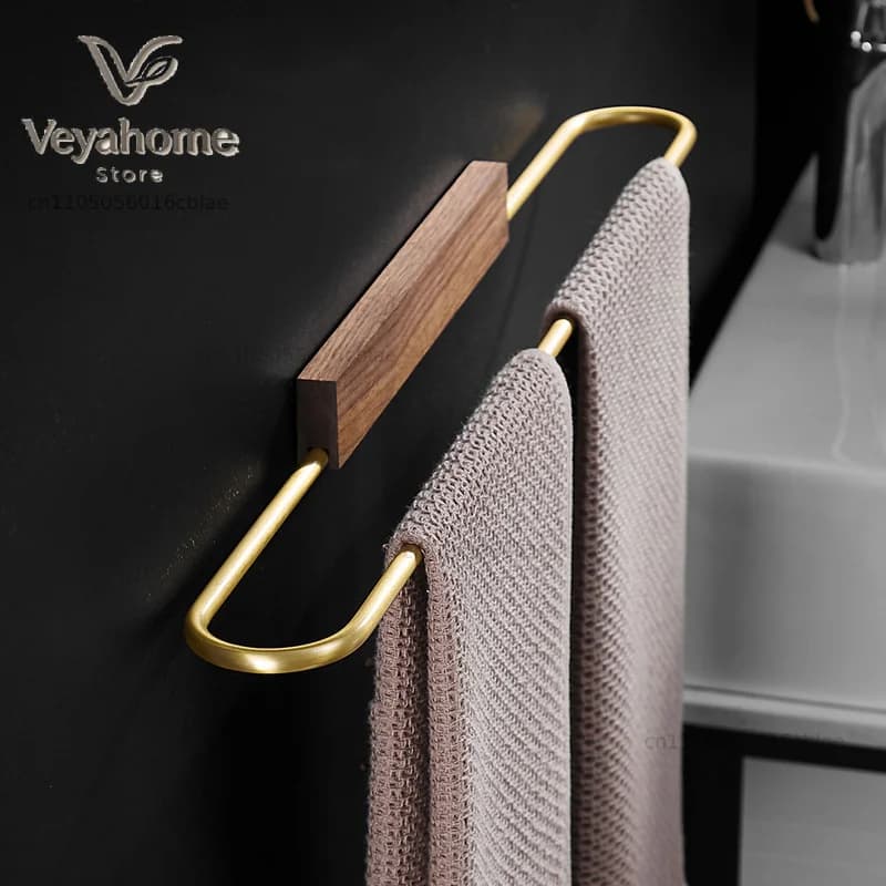 Light Luxury 35/55cm Towel Rack Bathroom Towel Rack Black Walnut Creative Single Pole Bathroom