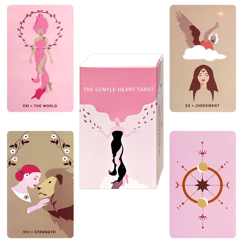78 carte - Tarocchi a cuore delicato (10,3x6 cm), estetica minimalista rosa, carte Oracle per divinazione mistica, gioco da tavolo per feste in famiglia