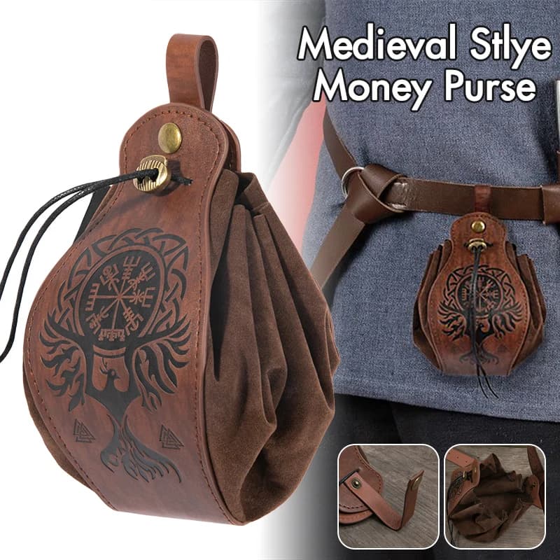Borsa per soldi vichingo medievale accessori Cosplay medievali cintura da appendere borsa per dadi uomo donna borsa in pelle con coulisse borsa portamonete