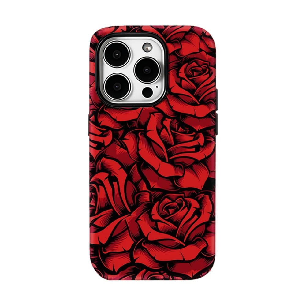 Red Rose Gothic Phone Case for IPhone 17 16 15 14 13 Pro Max Plus for Magnetic Single Double-layer Tough Case