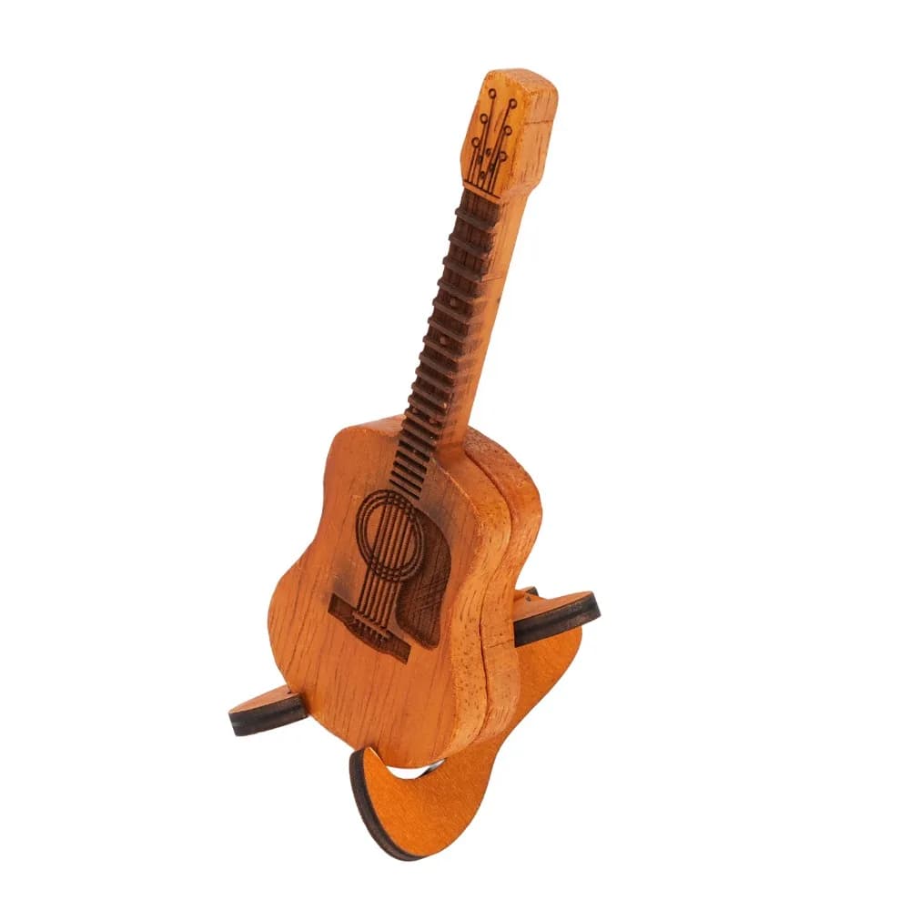 Oak Wood Oak Guitar Pick Holder Brown 4.72 X 1.77in Wooden Pick Storage Box Carved Surface Pattern Guitar
