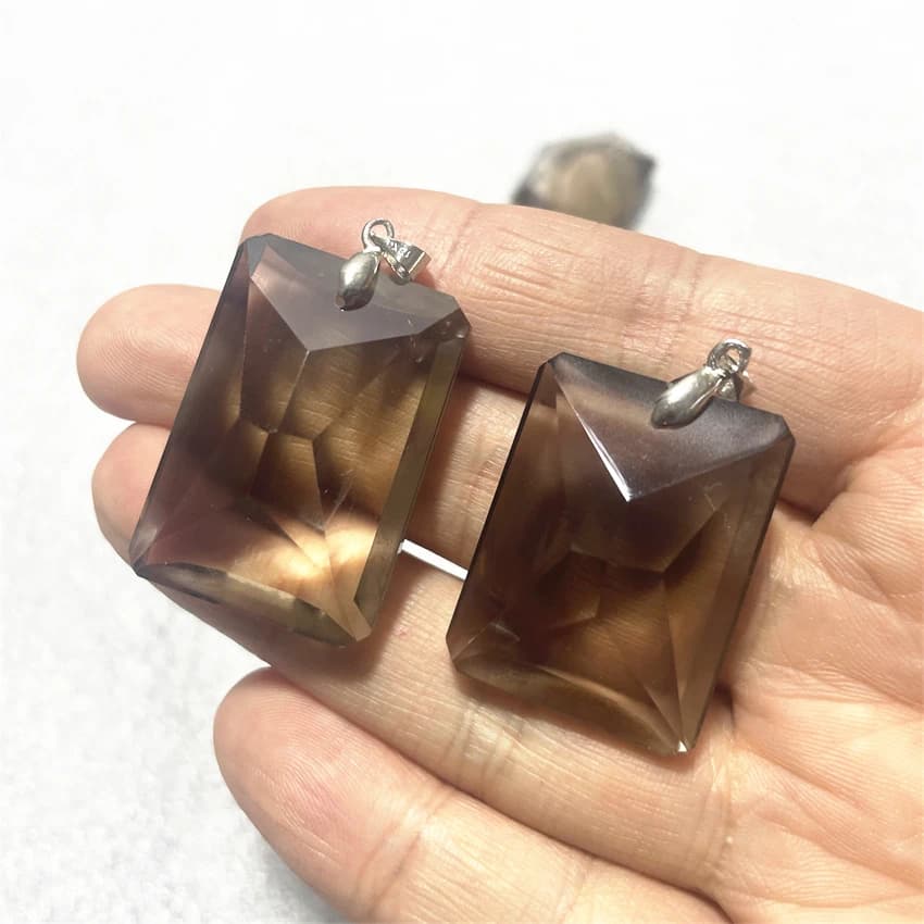Fine jewelry Beautiful Natural Smoky quartz Sterling pendants Pendulum Crystal for Women Collier Party Gift
